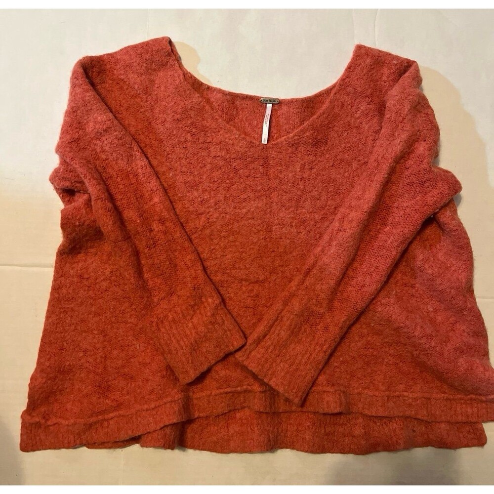 Free people boxy sweater rust orange SZ L oversized alpaca wool blend